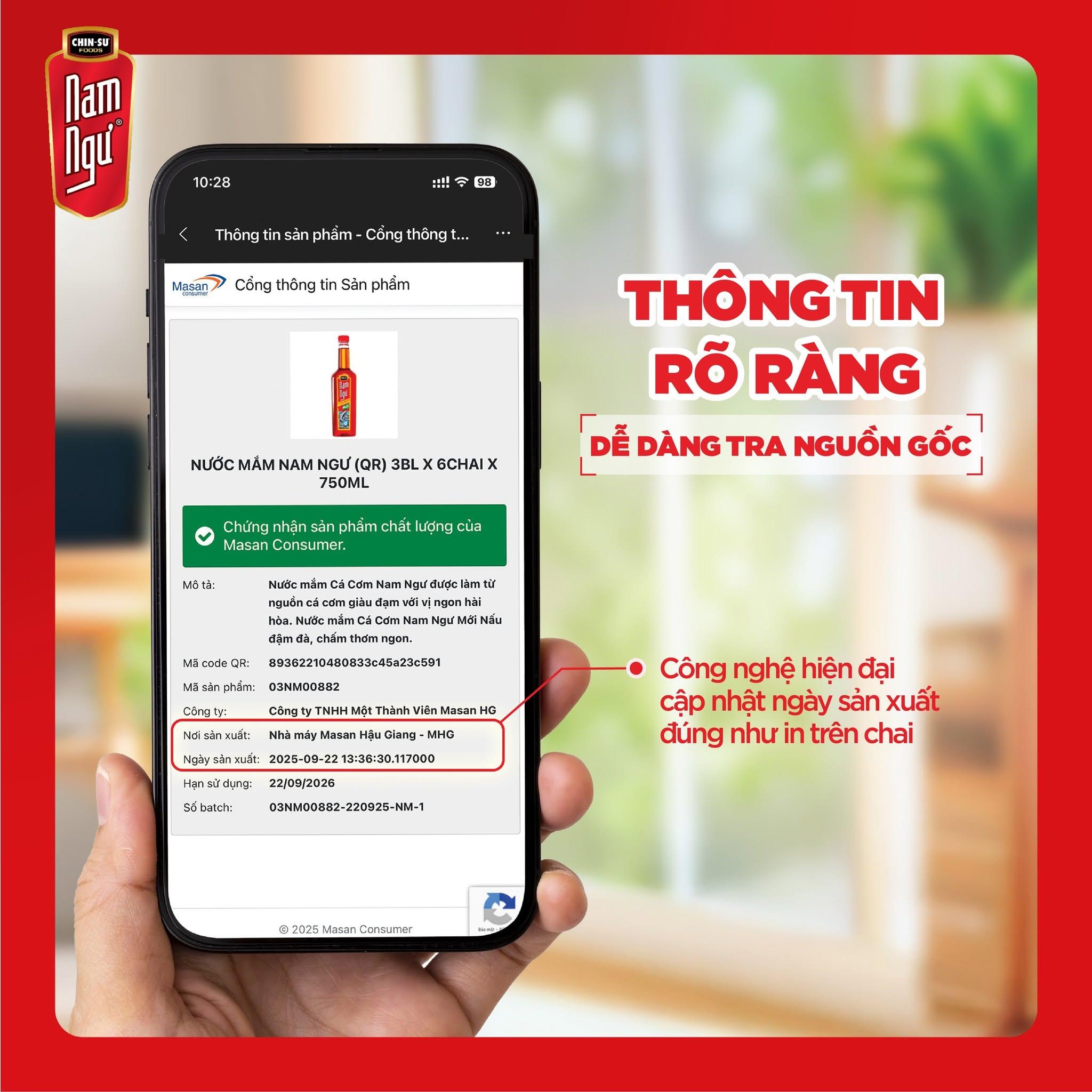 Truy xuất thông tin nước mắm Nam Ngư thông qua mã QR Code